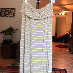 Calvin Klein 3X yellow/tan striped maxi skirt